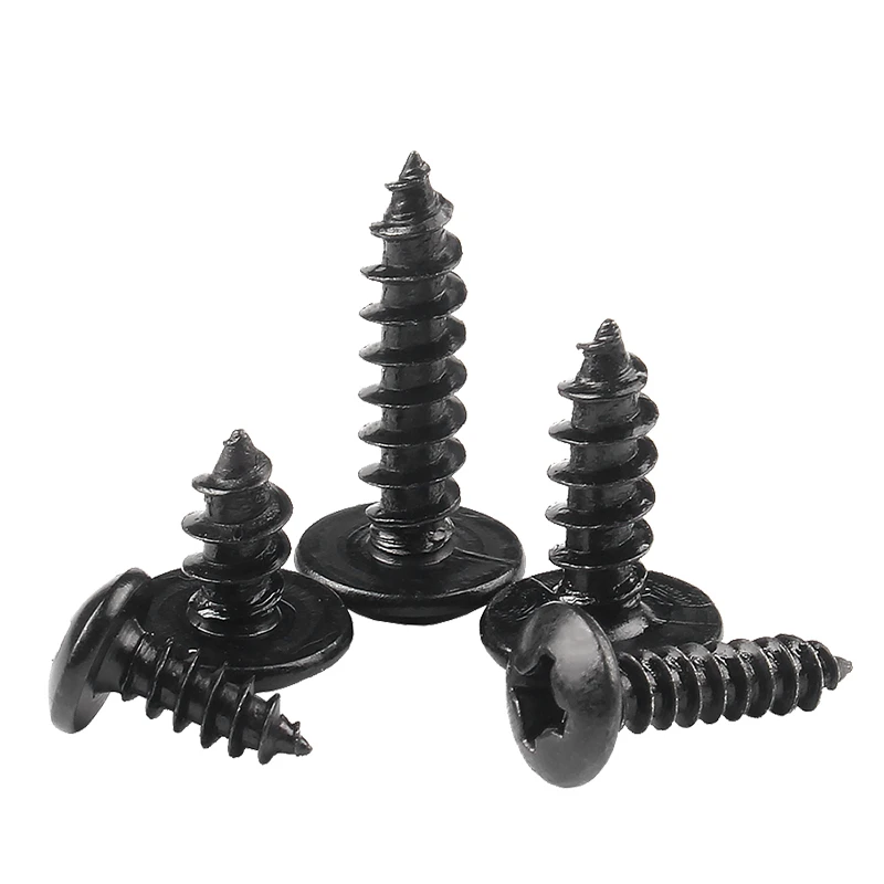 50/10pcs TA Wood Screw M3 M4 M5 M6 Steel with Black Phillips Truss Head Cross Recessed Mushroom Head wood Self Tapping Screws