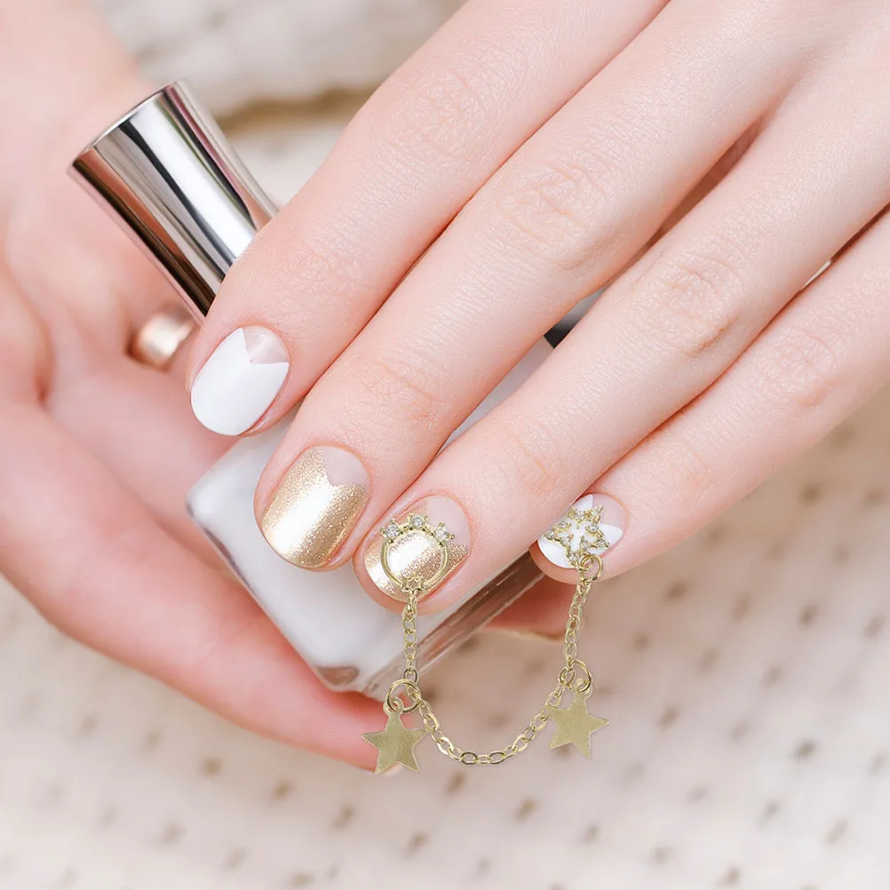 

4pcs Alloy Chain Nail Art Decorations Studs Women Gift Manicure Supplies Star Decorations Salon Creative