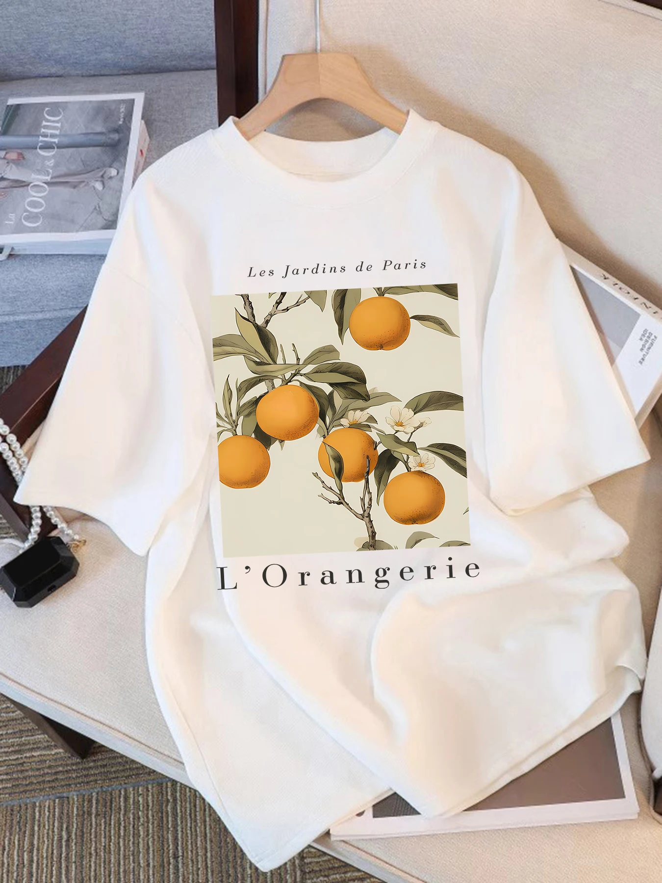 Fresh Oranges Fruits Print Woman T-Shirt Summer New Soft Basics T Shirts Multicolor O-Neck Short Sleeve Cotton Unisex Loose Top