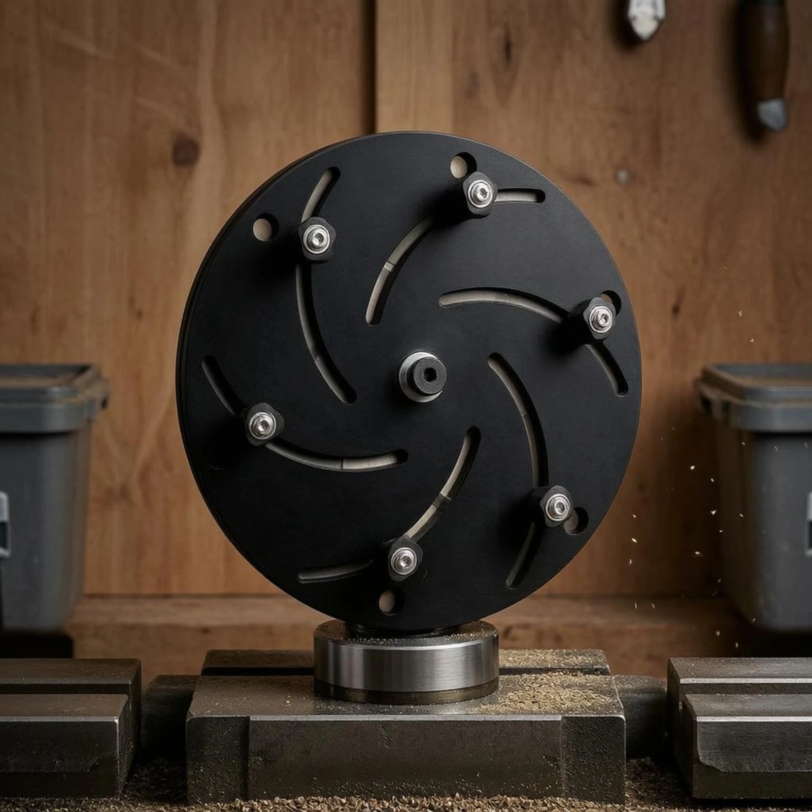 Self-Centering Wood Lathe Chuck 250 Mm Wood Lathe Chuck Plate Shop Equipment Matte Finish Black Metal