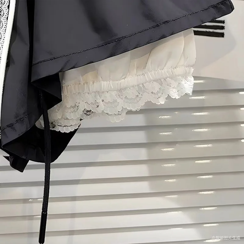 شورت نسائي صيفي 2025 موضة كورية بيضاء جديدة تنورة بالون هاراجوكو ملابس نسائية قصيرة Y2k شورت نسائي أسود