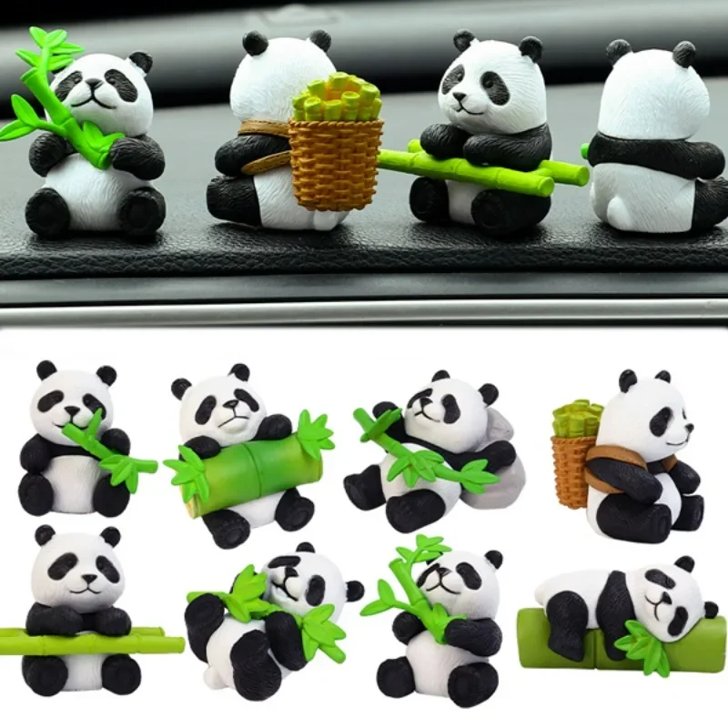 Cute Panda Design Car Console Ornaments Microlandscape Office Desk Small Landscape Office Home Decoration Crafts Model