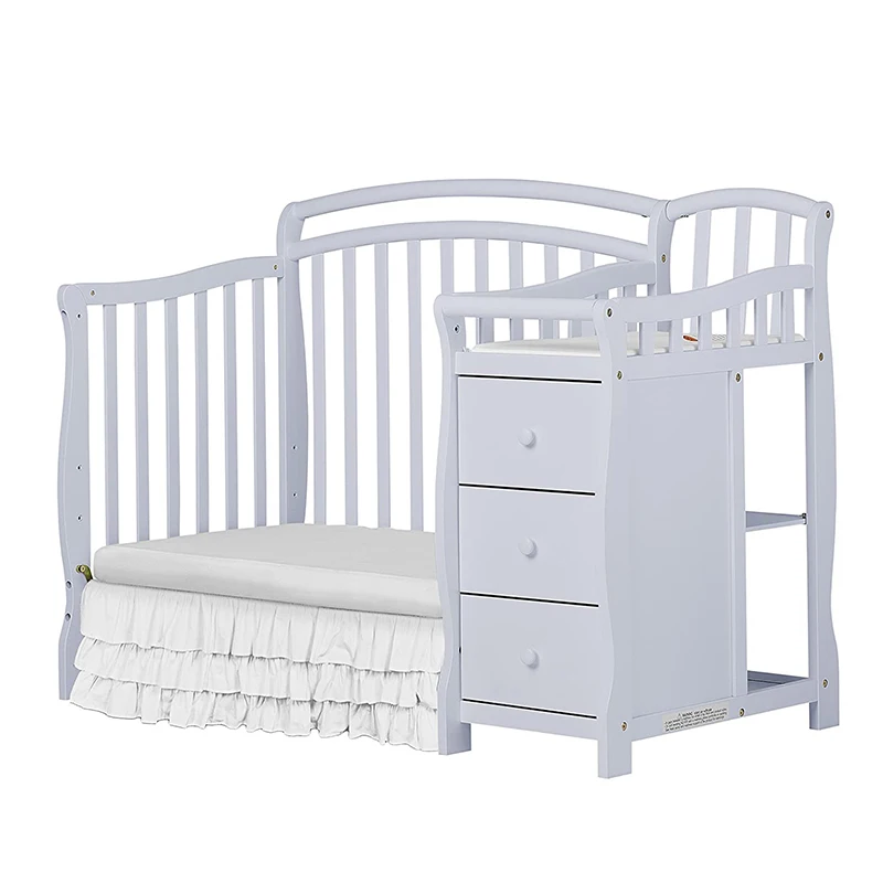 Recently newly design wooden baby cute crib with storage drawers for new born girls