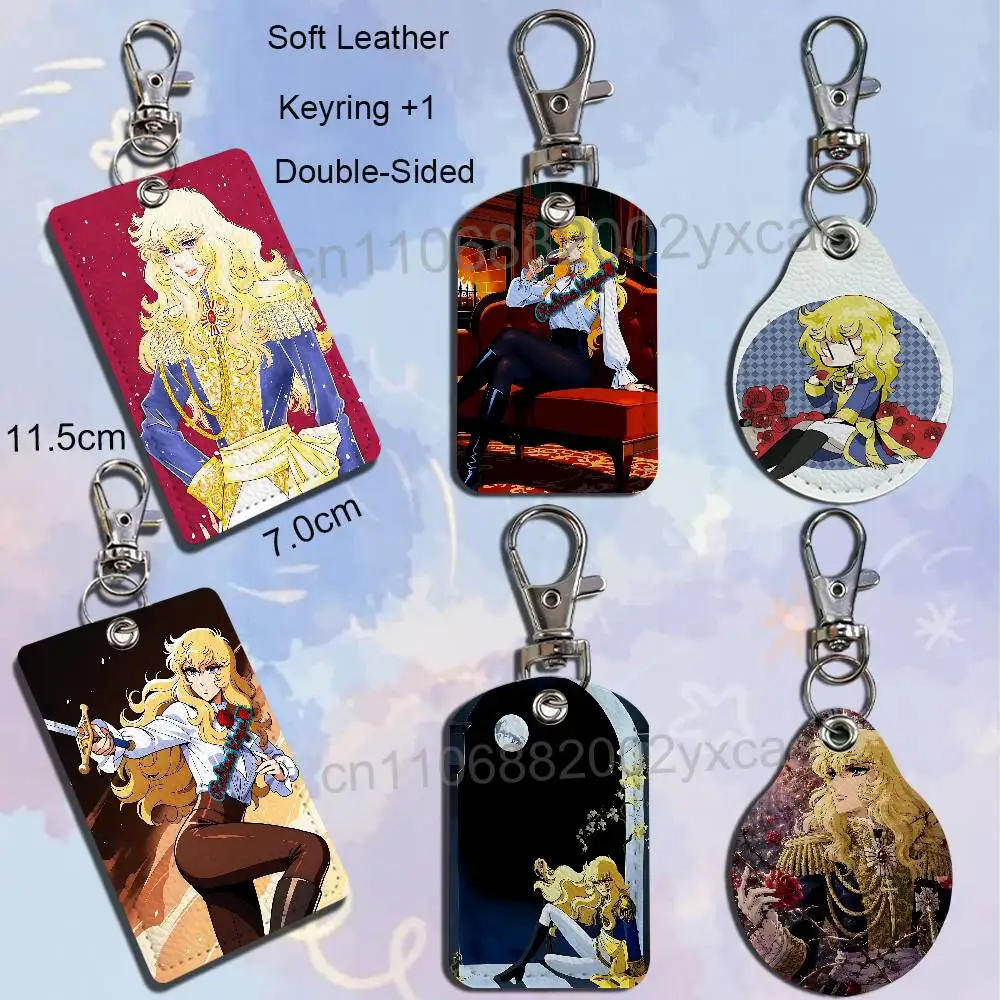 Captain of the Royal Guard Lady Oscar Card Holder With Keychain Executive Protection For Bank Credit Subway Bus Case