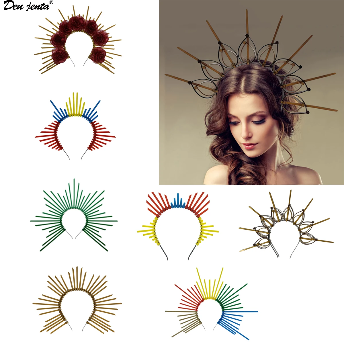 New Gothic Halo Sun Goddess Crowns For Goddess Vintage Baroque Halo Wedding Crown Headdress Lolita Women Tiaras Accessories