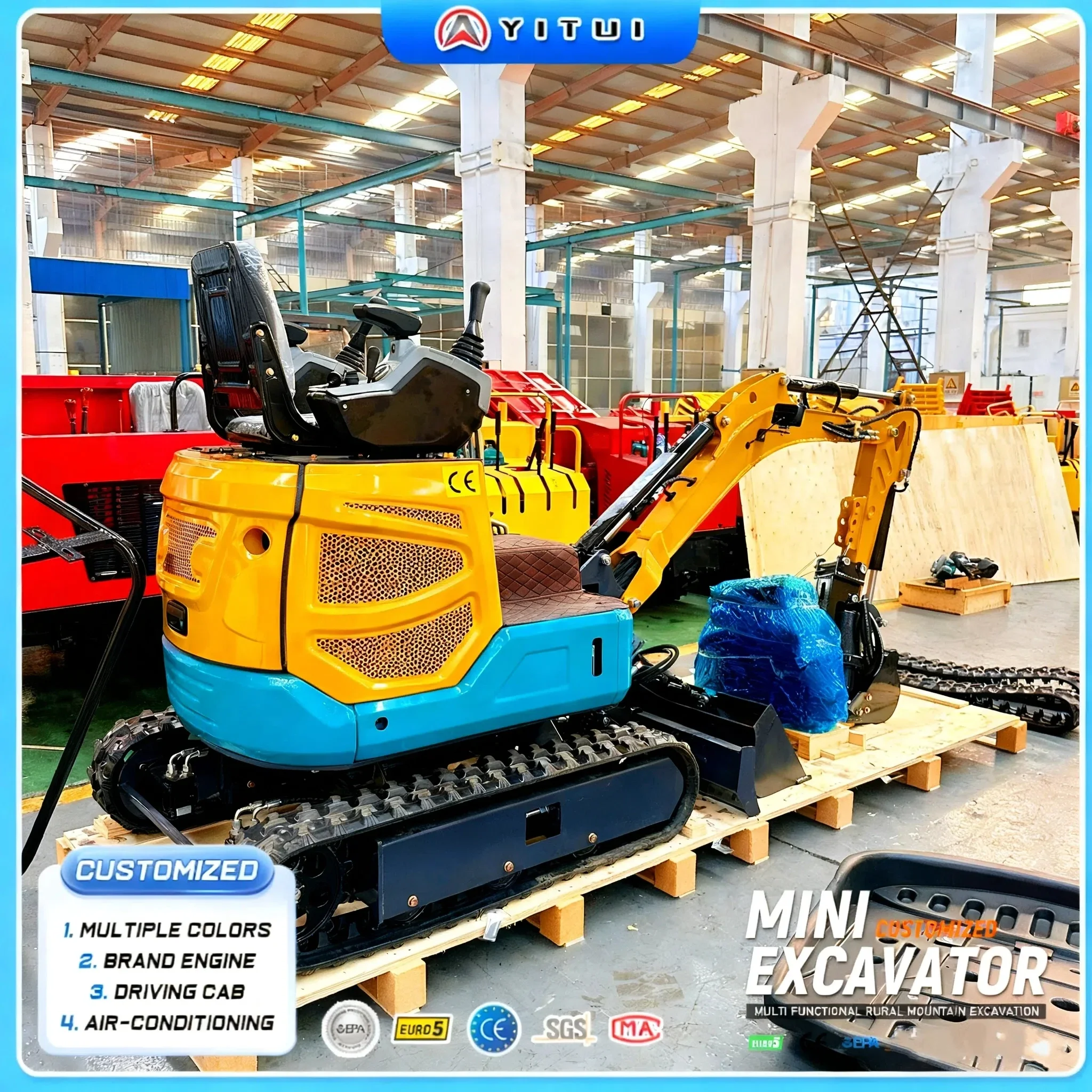 

Mini Excavator 2.0 ton Supports Customized Multi-Function Kubota Engine Digger Small Crawler Farm Excavators Factory Shipment