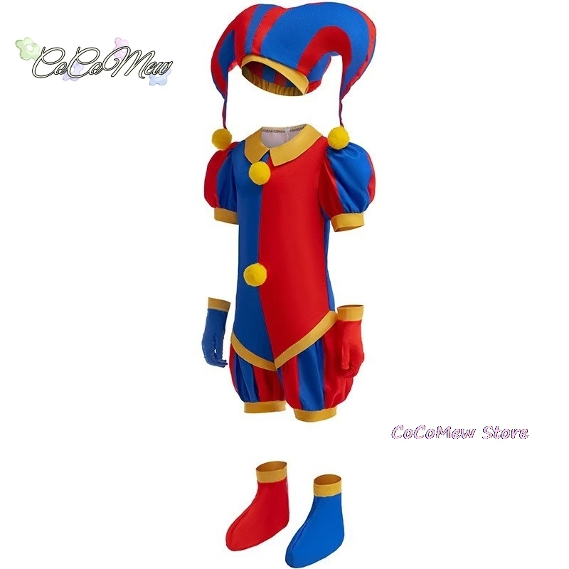 2024 Anime Pomni The Amazing Digital Circus Cosplay Costume Children Jumpsuit Halloween Suit Purim Kids Costume Cartoon Cos