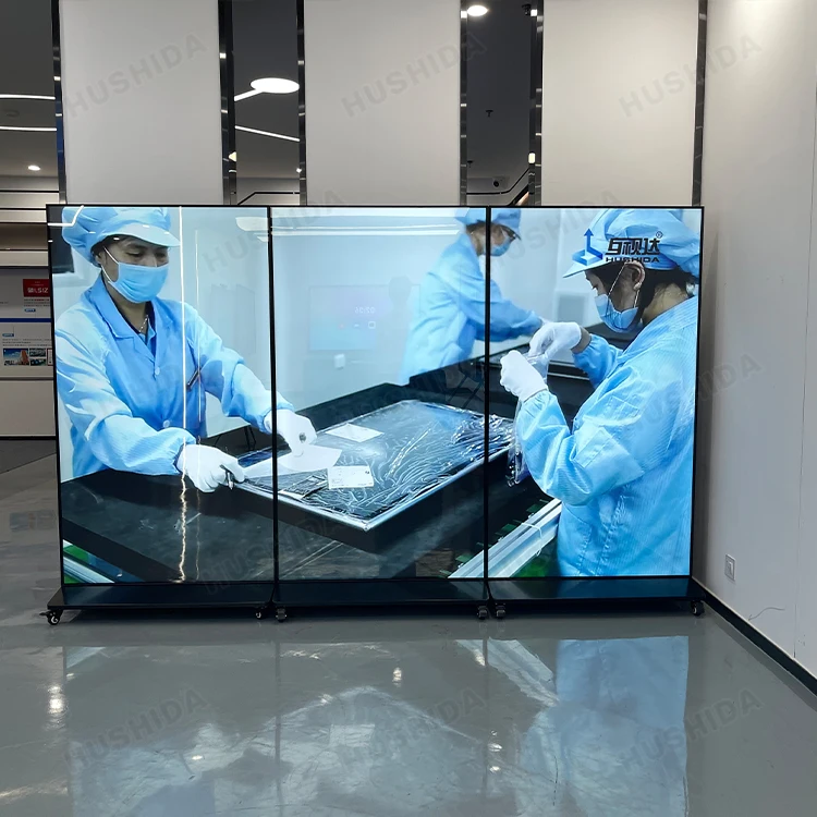 Artificial intelligence Digital Human Kiosk Android Windows Vertical LCD 55 65 75 Touch Screen LCD Kiosk with Movable Wheels