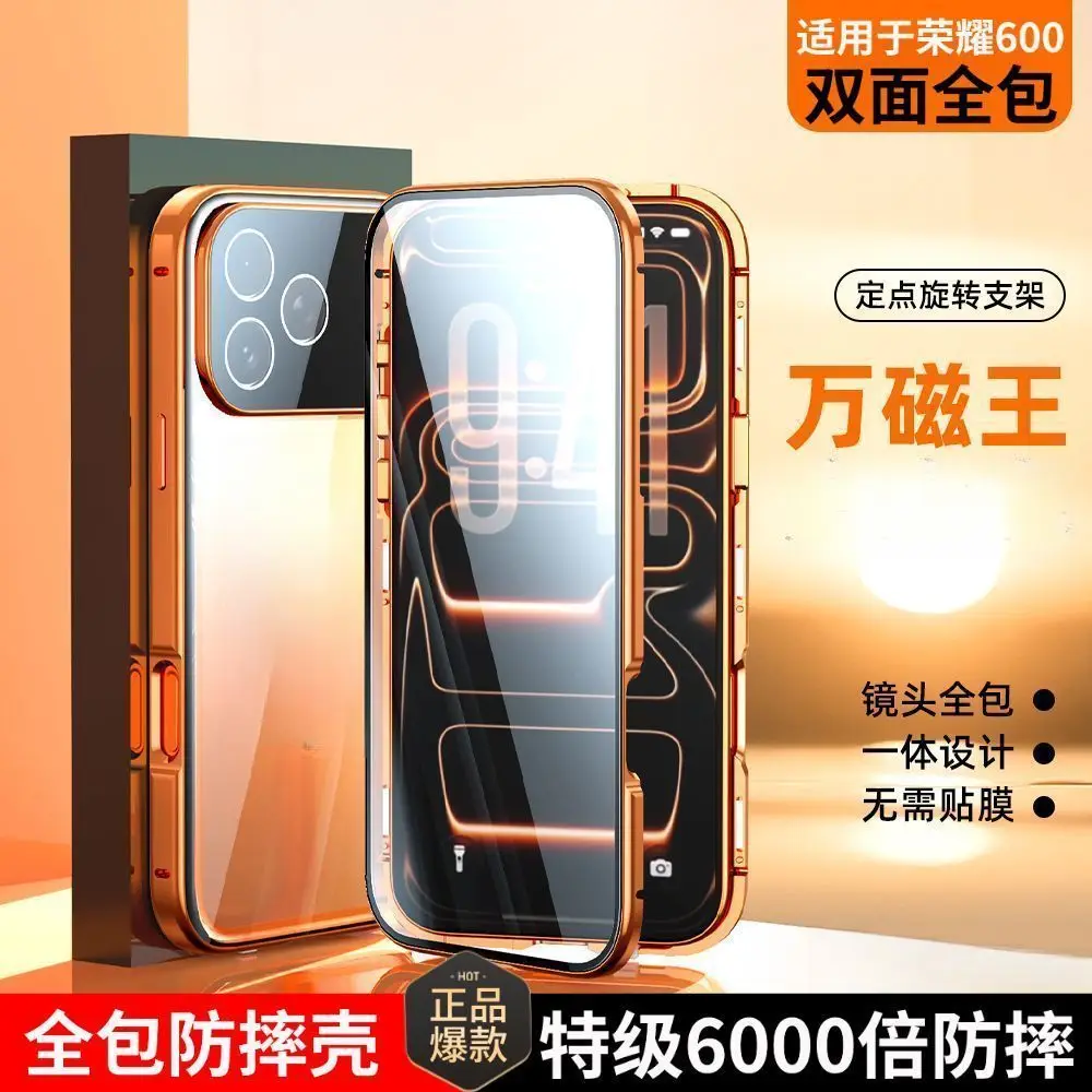 

Case For Honor 600 Pro 600 Double Sided Glass Shockproof Full Cover Transparent Luxury Magnetic Phone Shell For Honor600Pro