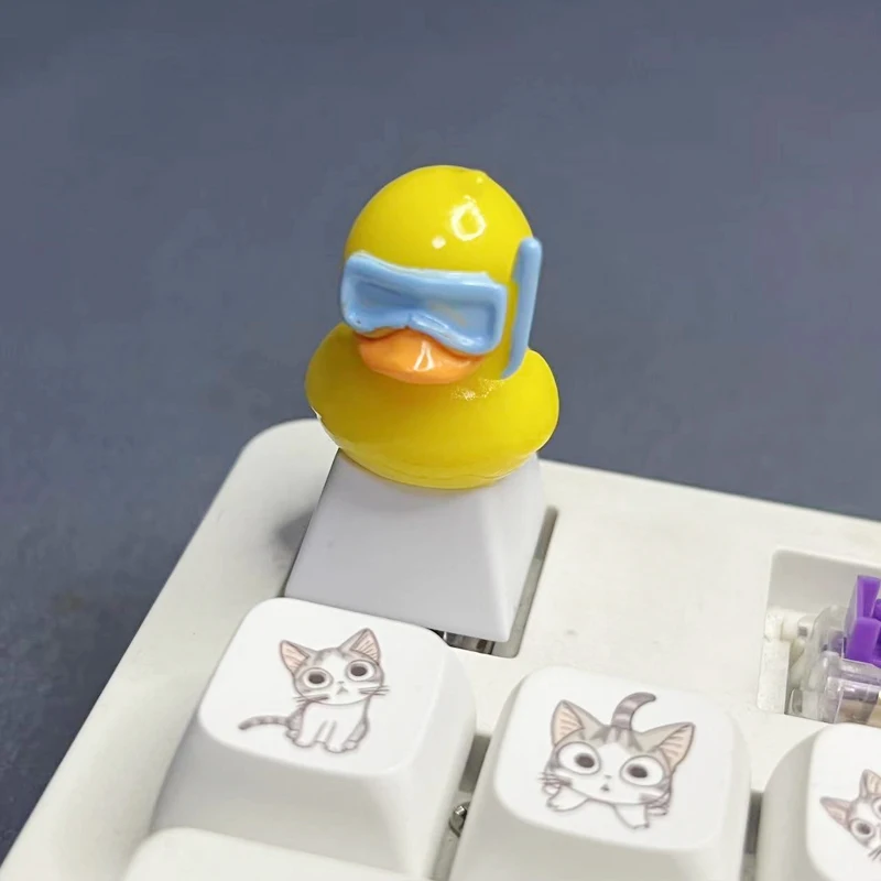 DIY Creative Little  Duck Keycap Cherry Mx Switch Cross Axis Pink Duck Game Mechanical Keyboard Keycap