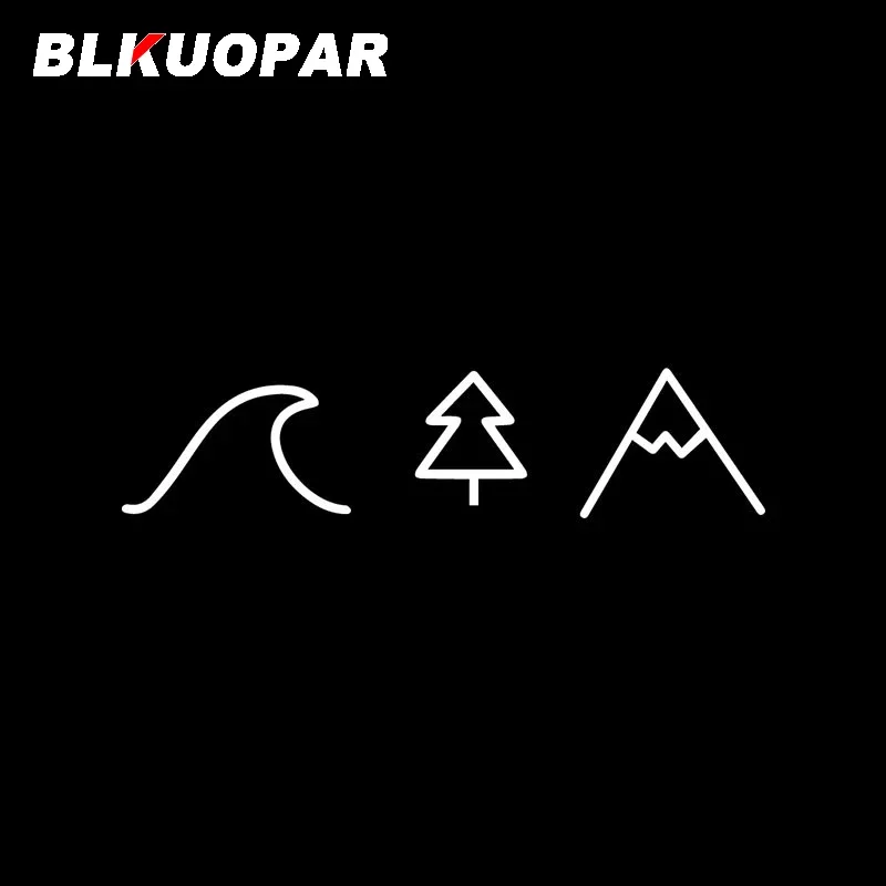 BLKUOPAR Wave Tree Mountain Funny Car Stickers Scratch Proof Anime Die Cut Decal Creative Windshield Caravan Car Accessories