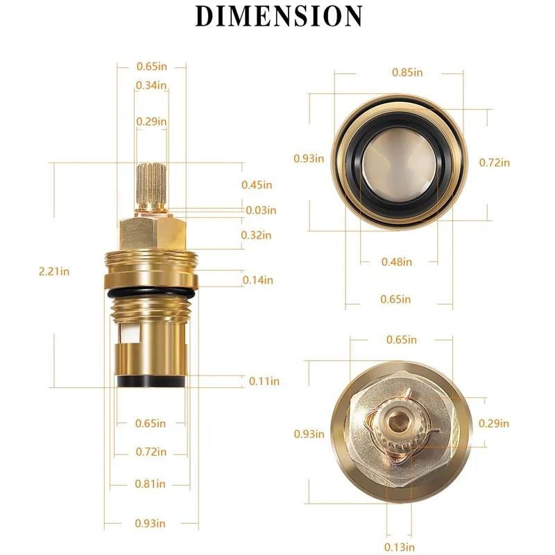 45882000 Right Stop Ceramic Cartridge, 1/2 inch, Rotation Angle 90 Degree, Clockwise (CW) to Close Fit for kitchen and Lavatory