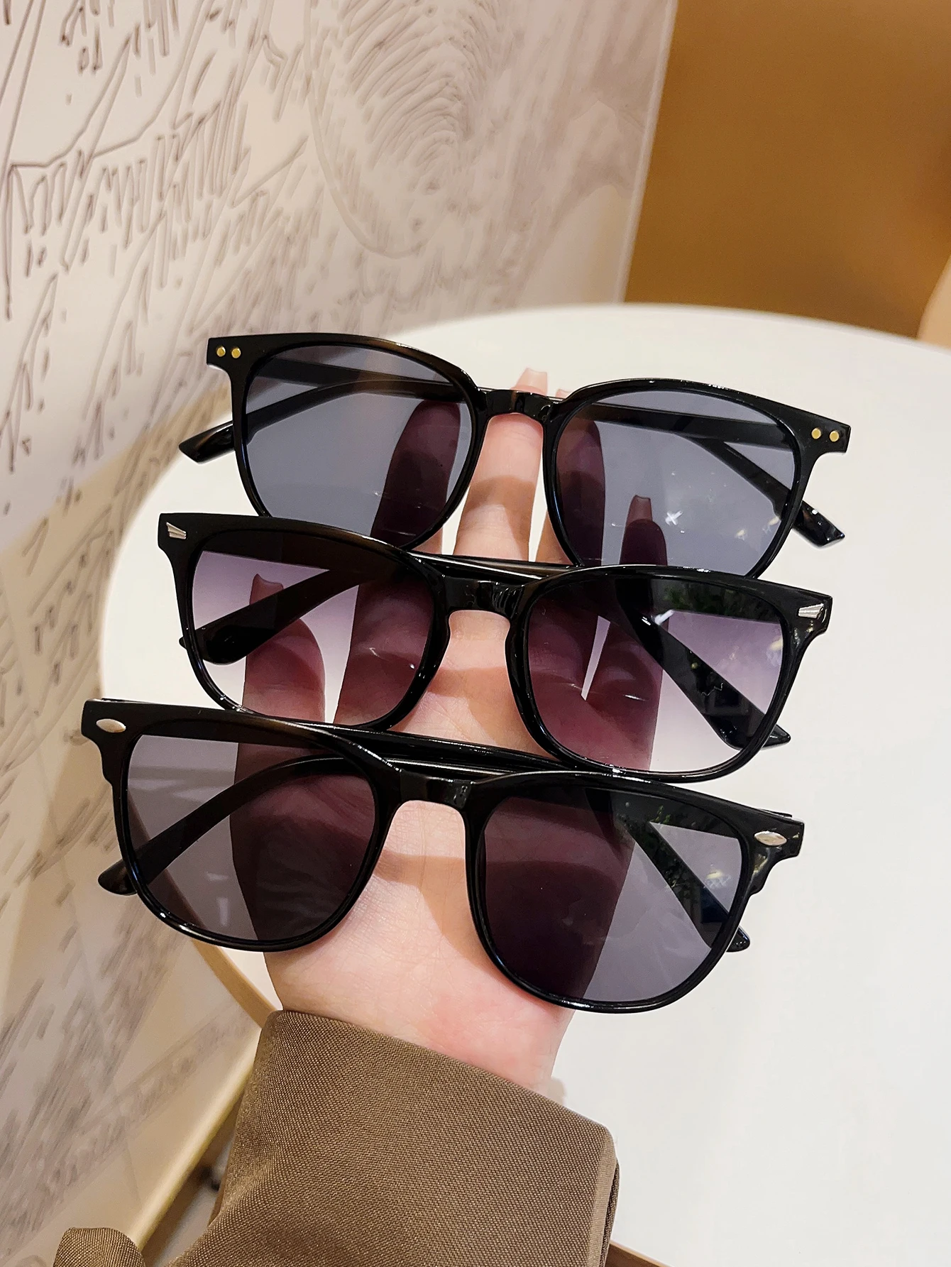 3Pcs Elegant Square Frame Glasses Set, Suitable for Men and Women, Suitable for Parties, Outdoor, Photography Props, Gifts