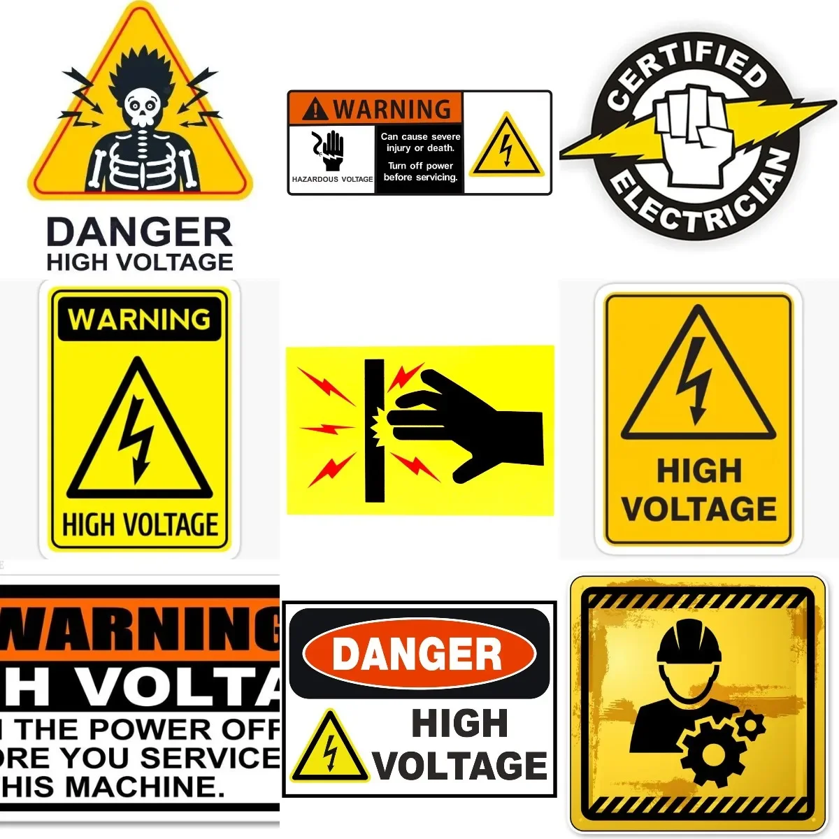 

Dangen High Voltage Sign Creative Warning PVC Sticker for Motorcycle Car Fridge Table Truck Bicycle Room Wall Personalized Decal