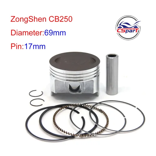 Imagen 2 del producto Kit de juntas de anillos de pistón, piezas de motos Dirt Pit, CB250, 69MM, 17MM, 250cc, 169FMM, ZongShen, Shineray, Kaya, Xmotos, Apollo, orion