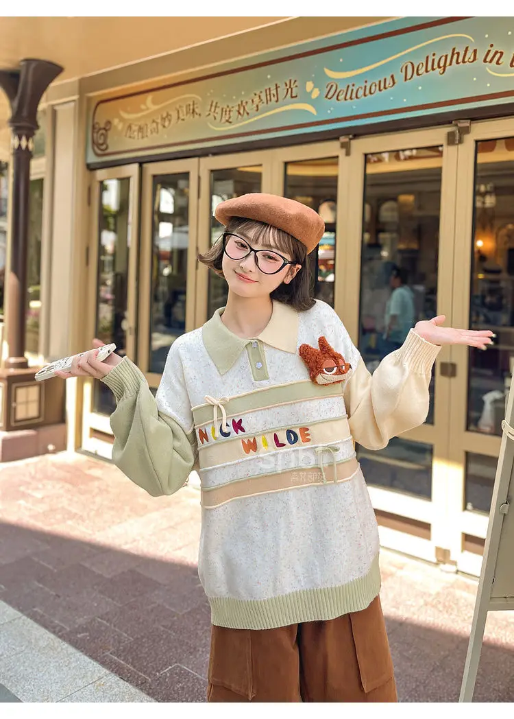 ديزني جودي هوبس الكرتون لطيف فتاة الغابات نمط الدوبامين فتاة سترة الإبداعية الخريف قميص بولو البلوز تي شيرت هدية علوية