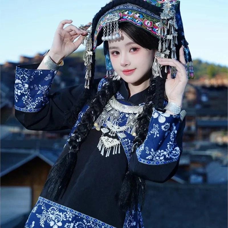 

Women's clothing batik travel shoot costume hat embroidery long dress daily photography trip