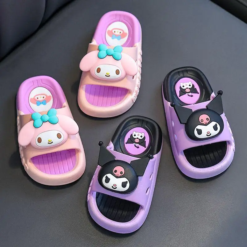 

New Style Sanrio Kuromi Cartoon Cute Children Slippers Girl Soft Sole Anti Slip Wear Resistant Breathable Sandals Comfortable