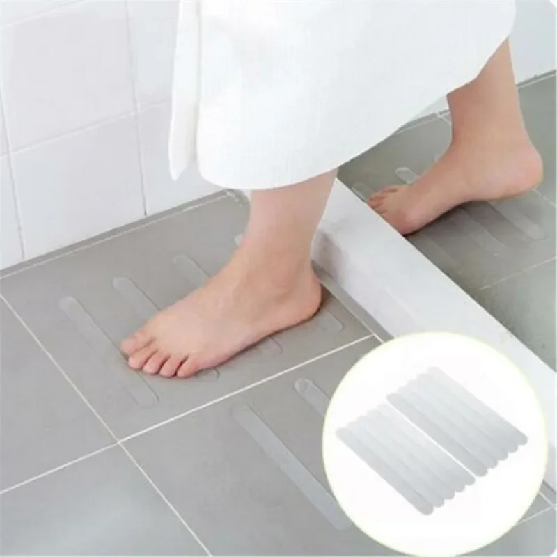 6Pcs Bathroom Floor Anti-slip Stickers Waterproof PEVA Self-adhesive Non-slip Adhesive Tape Stair Antiskid Strip Safety Mat Tape