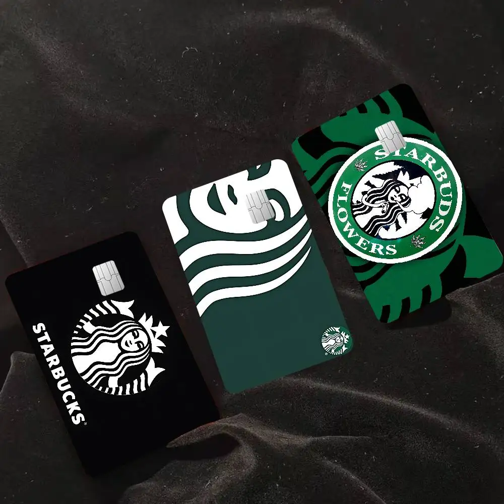 Adesivos de proteção para cartão de crédito com logotipo Starbucks, para cartões VISA, cartões de transporte, à prova d'água, anti-riscos, para presente.