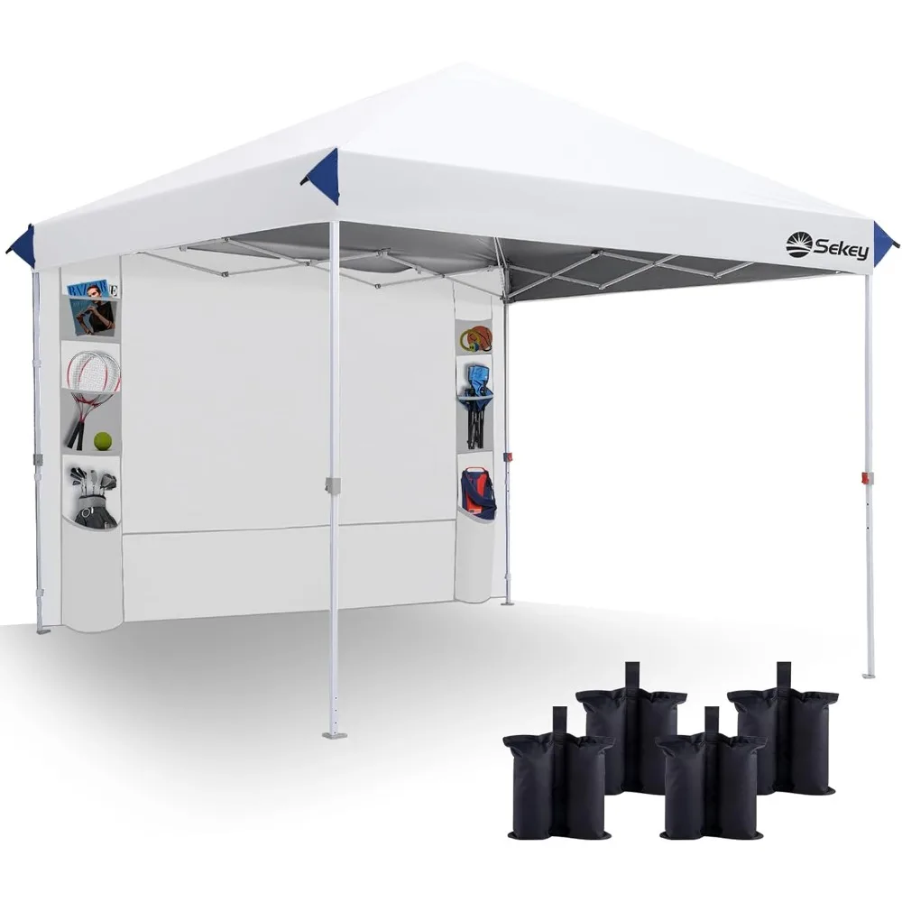 

10x10 Pop Up Canopy with Pockets Sidewall, One Push Setup Instant Outdoor Gazebo, Instant Canopy Tents with UPF50+ Top, 4 Weigh