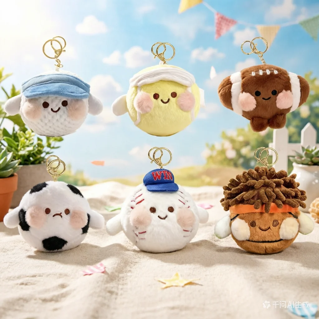 New Kawaii Plush Stuffed Toy ExpressionCartoon Croissant Design sports ball Doll Fun Decoration Baby Comfort Doll Xmas Gifts