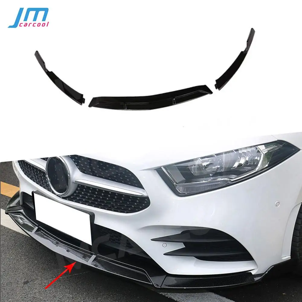 

For Mercedes Benz A Class W177 Sport A200 A180 250 AMG Line 2019 2020 Front Lip Spoiler ABS Black Bumper Chin Shovel Protector