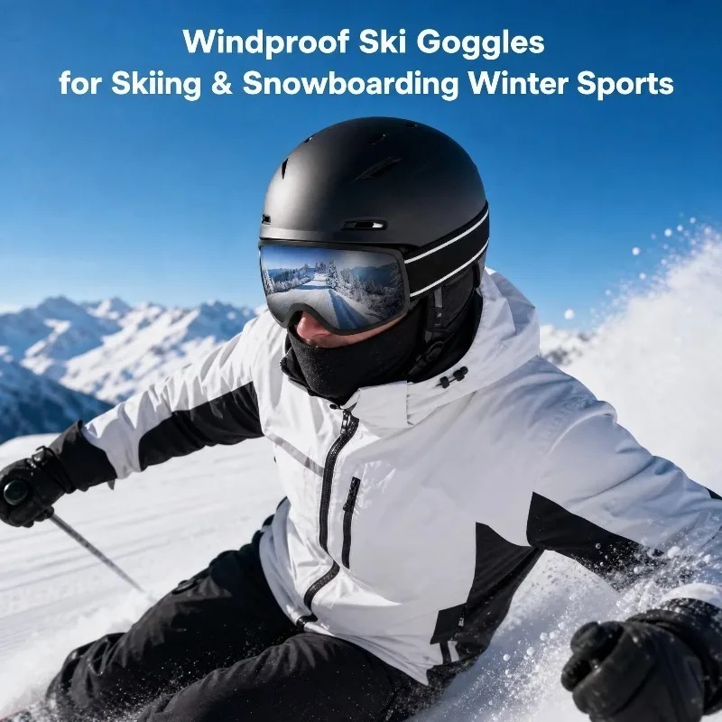 Airo Transparent Lens Ski Goggles With Adjustable Headband Clear Snow Sports Goggles for Outdoor Skiing Snowboard Eye Protection