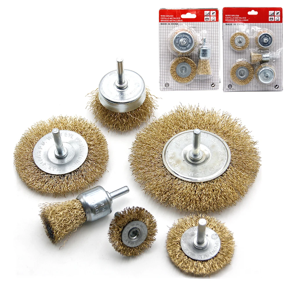 3PC Pen Type Steel Wire Brush 5PC Electric Drill Steel Wire Wheel with Rod Polish and Rust Removal Electric Drill Tool Accessory