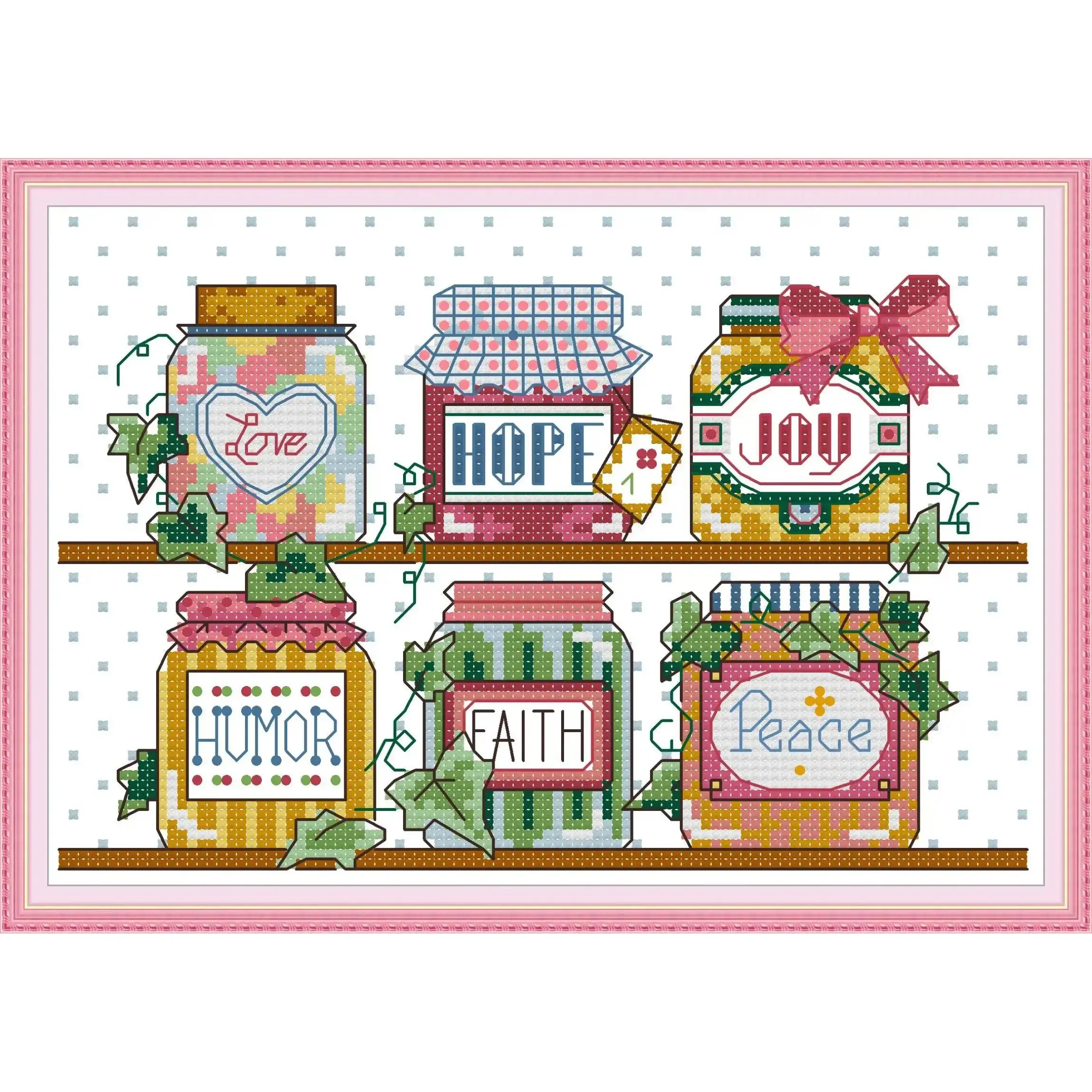 Joy Sunday-Pre-printed Cross Stitch Kit, DIY Easy Pattern, Aida 14, 11CT Stamped Fabric Embroidery Set, Peace and Joy