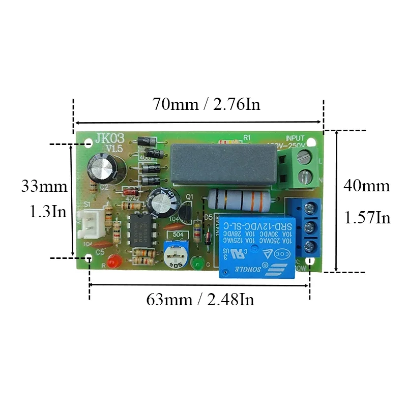 

Adjustable AC 110V 220V 240V Time Delay Relay Module Trigger Delay Control Switch with 5S 60S 300S Delay Timer Close Switch