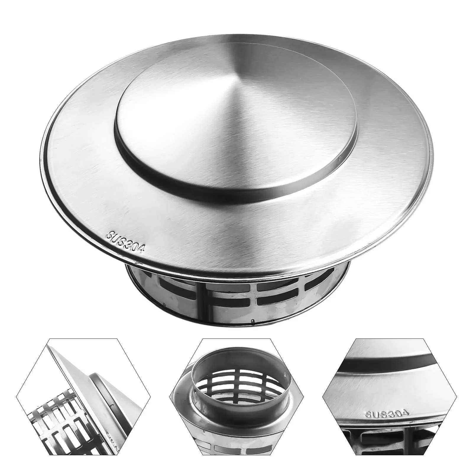 

Stainles Steel Chimney Cap Exterior Wall Air Outlet Roof Pipe Exhaust Hood For Ventilation Duct Outlet Roof Chimney Cap