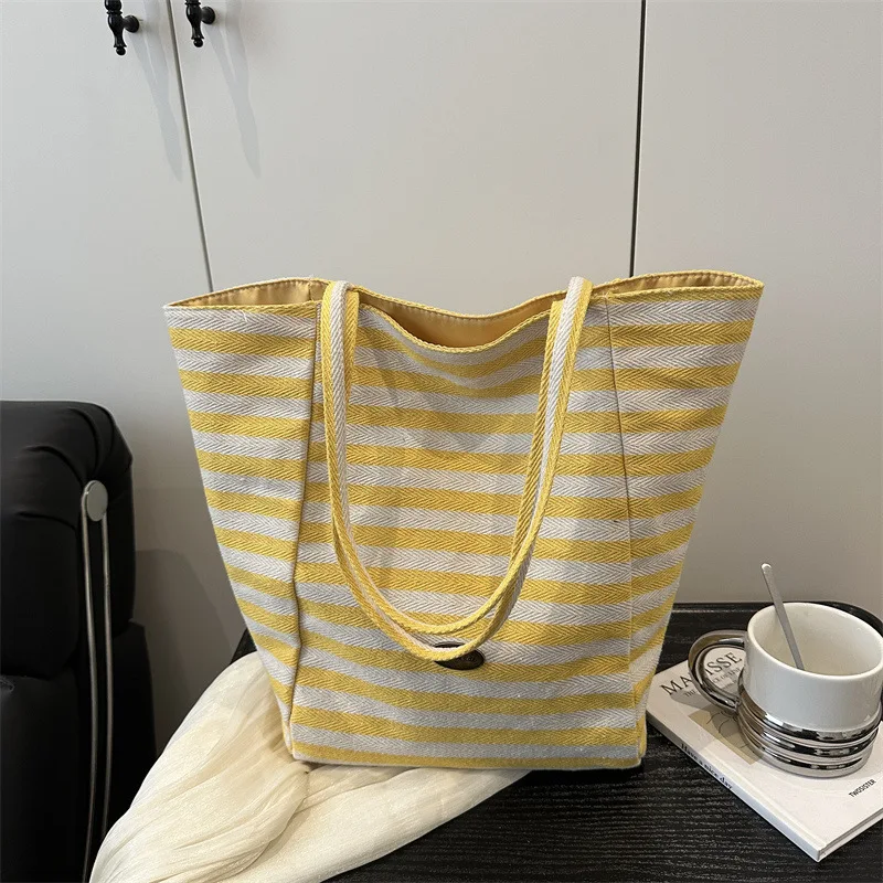 

Fashion Striped Cloth Bag, Korean Lazy Style Tote Bag, Student Large Capacity Casual Shoulder Bags for Women