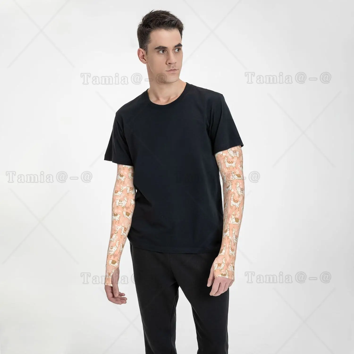 Cooling Arm Sleeves for Men Women Uv Protection Exotic Cartoon Cute Alpaca Cactus Tattoo Sleeves to Cover Arms for Women Men