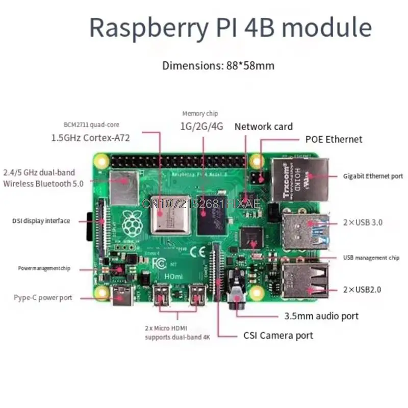 Carte de développement Raspberry Pi 4 modèle B, 1 Go, 2 Go, 4 Go, 8 Go de RAM, originale officielle