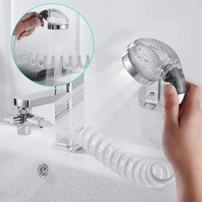 1pc Handheld Faucet Diverter Valve, Shower Head For Home Bathroom Kitchen, Faucet Adapter Set, Adjustable Diverter Valve Faucet