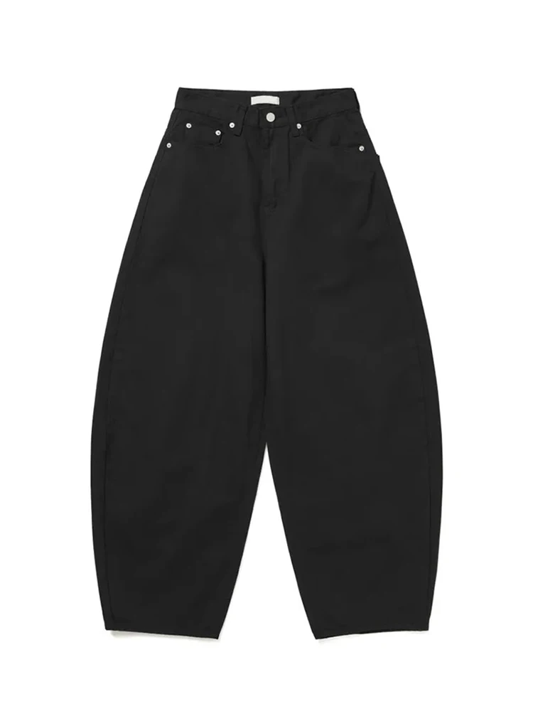 Loose Women's Denim Jeans Ba ket  Knot Design Spring New Sle Casual High Waist Wide Leg Pants Pure Color