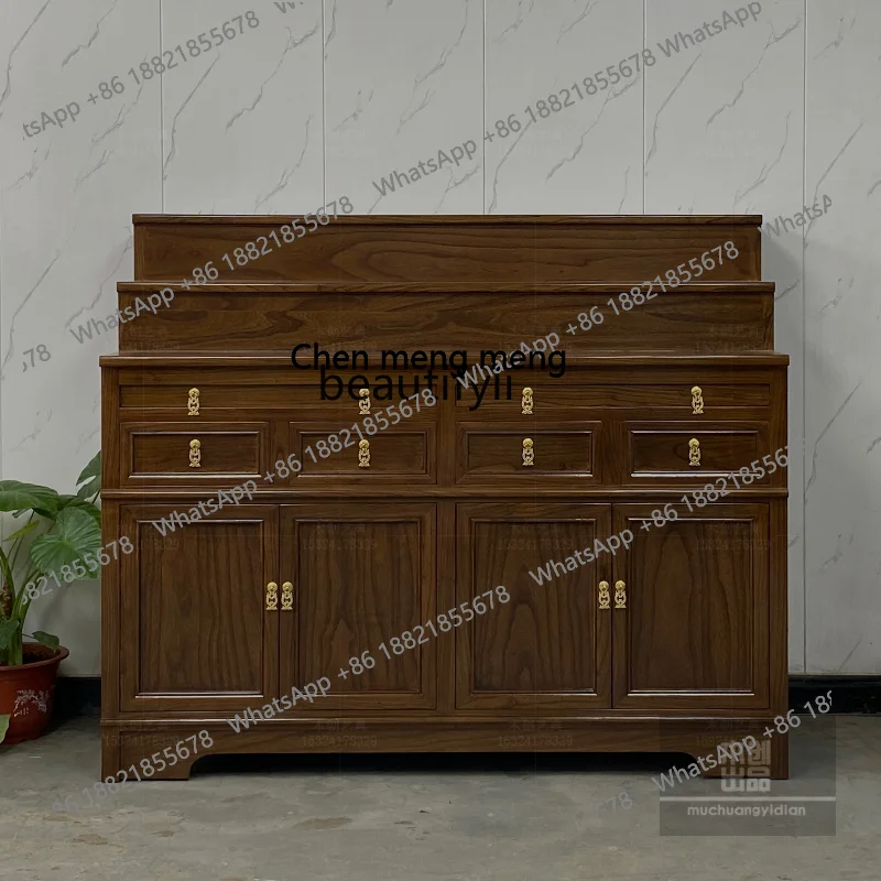 z183 Tibetan three-story table, Buddha niche, house solid wood Buddha statue for Buddha platform, Buddhist hall, incense table