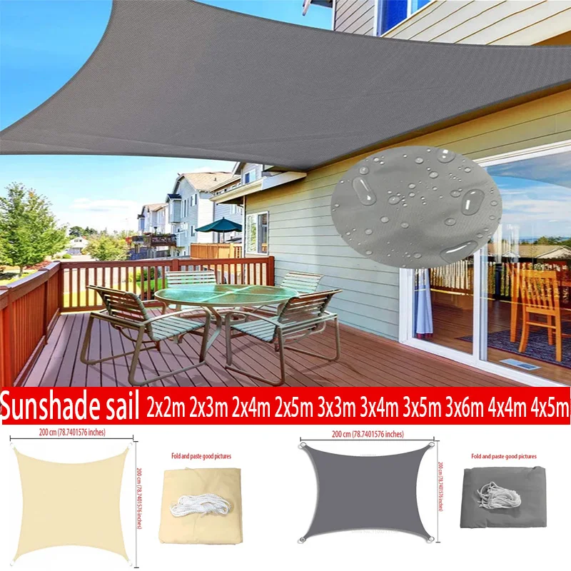 Outdoor Awnings Waterproof Sun Shade Sail Garden Canopi For Terrace Car Canvas Awning Rectangle Pool Sun-Shelter Sunshade Sail