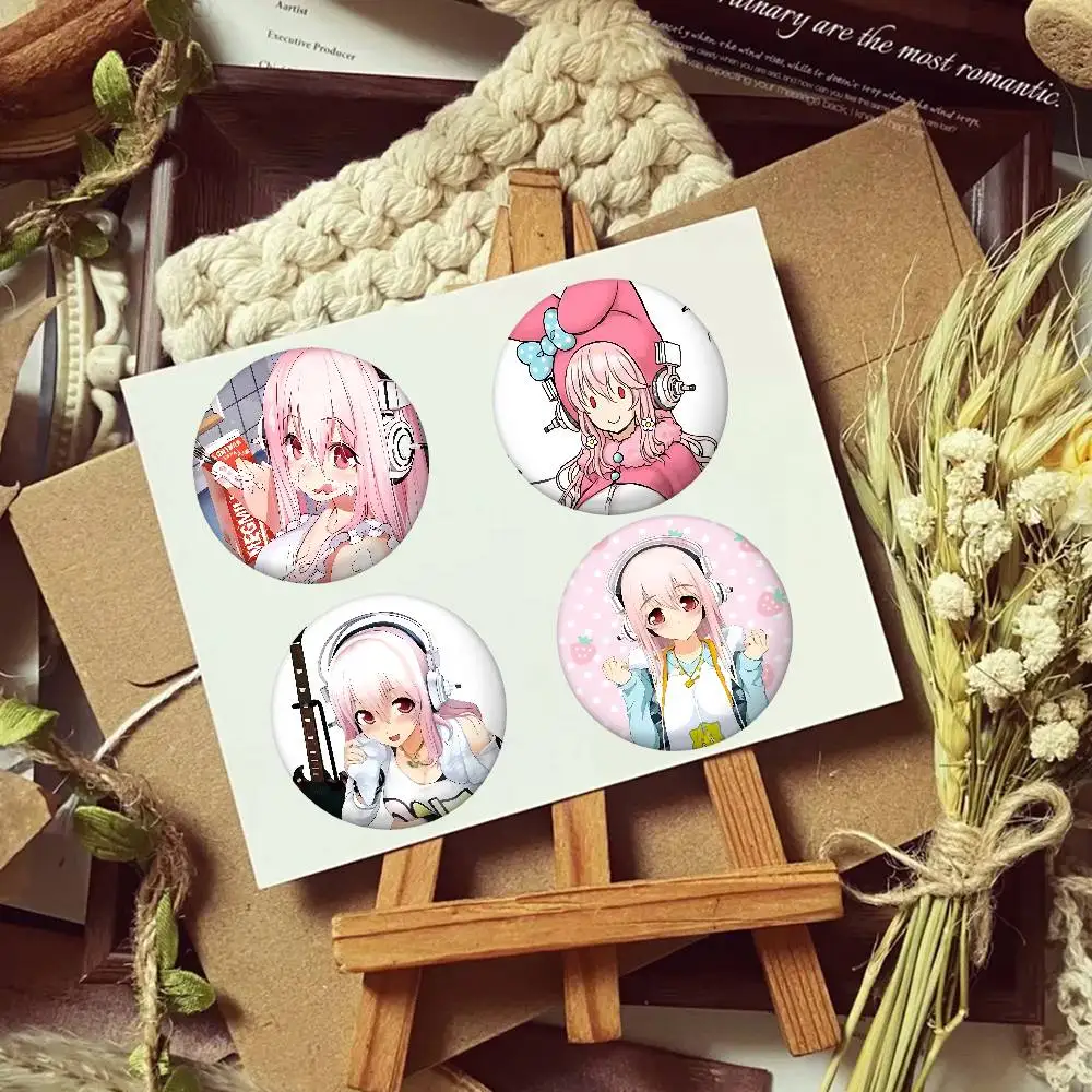 Cartoon Singer S-Super Sonico-s Hot Brooches On Backpack Decoration Round Enamel Pins For Jewelry Gifts Bag Accessorys