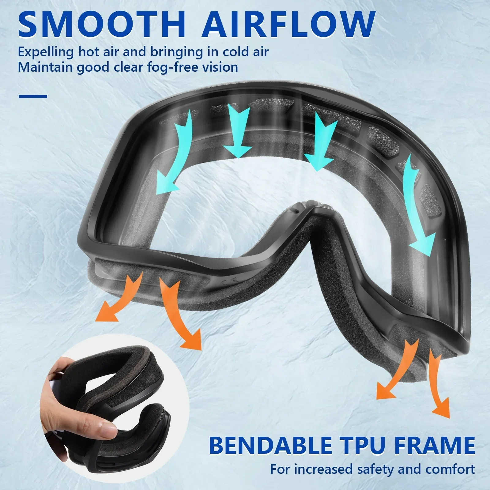 Kapvoe UV400 lunettes de neige Ski snowboard lunettes de soleil masque de Ski pour hommes femmes Anti-buée lentille Kit Protection motoneige lunettes