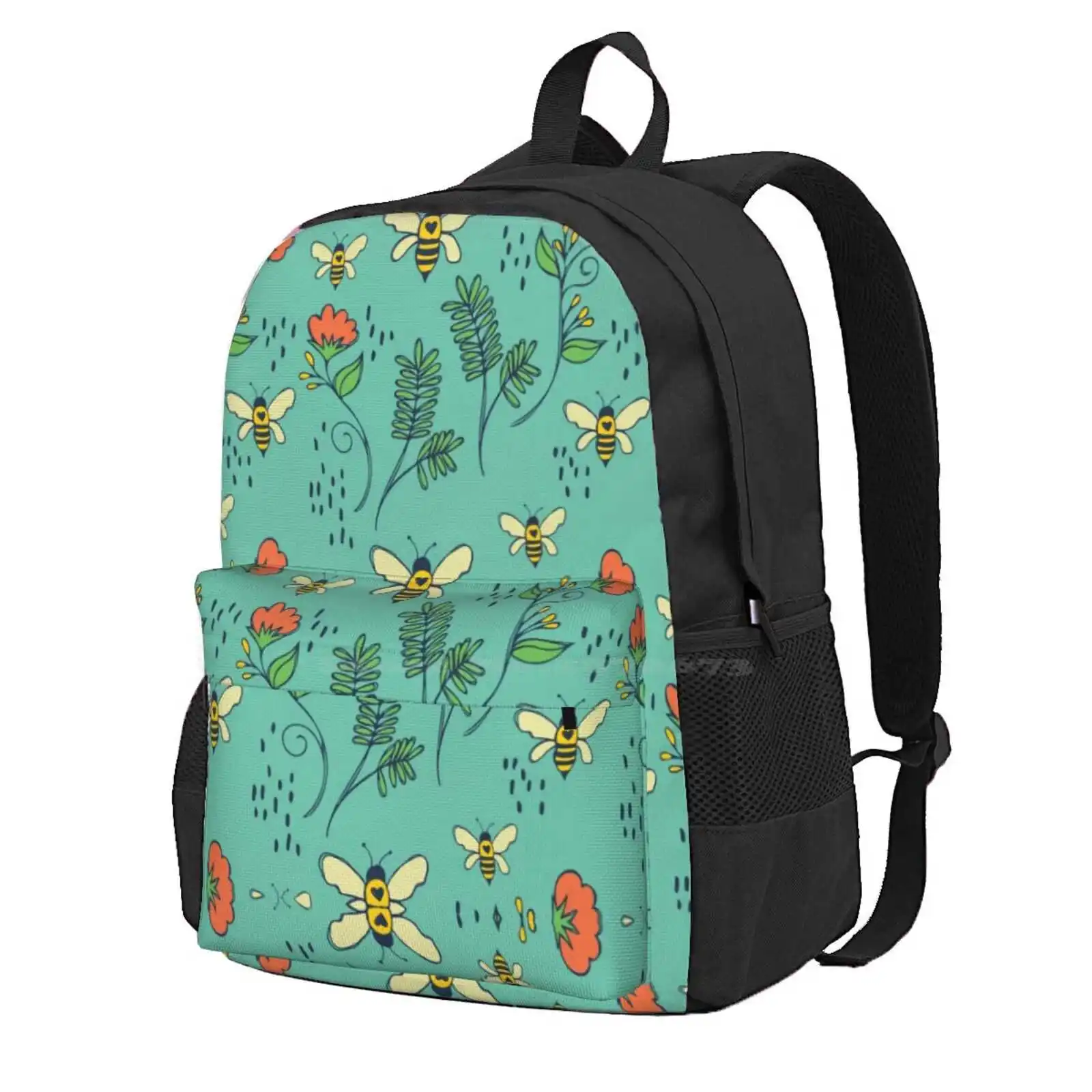 Bees And Flowers Hot Sale Schoolbag Backpack Fashion Bags Jmhurd Honey Bees Flowers Nature Conservation Garden Insects Flying