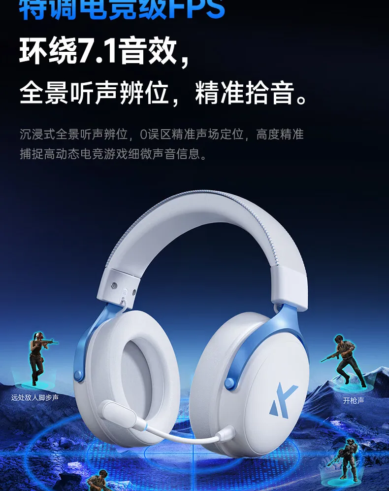 Neu aktualisiertes MCHOSE V9 Pro Over-Ear-Gaming-Headset mit Vier-Modus-Konnektivität und langer Akkulaufzeit für Gaming und Unterhaltung – Detail 6