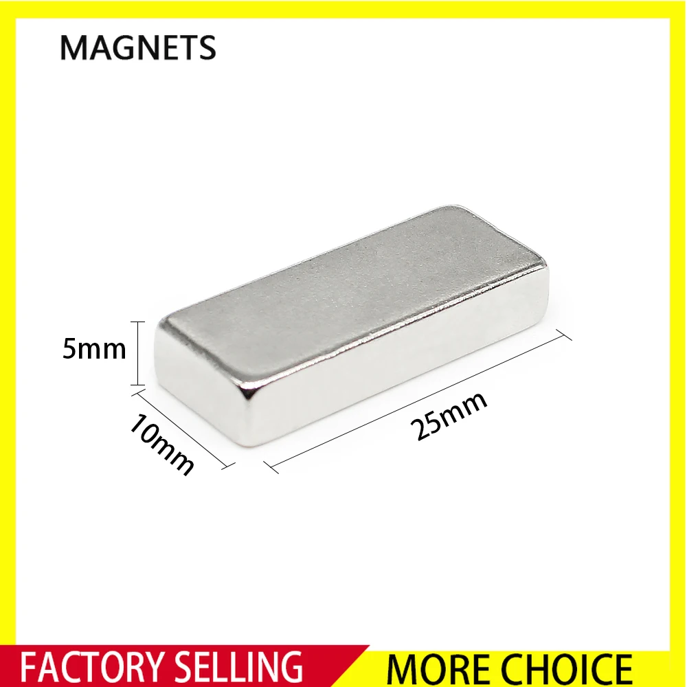 2/5/10/20/30/50PCS 25x10x5mm Strong Block Magnets N35 Permanent Magnets 25x10x5 Rectangular Rare Earth Neodymium Magnet 25*10*5