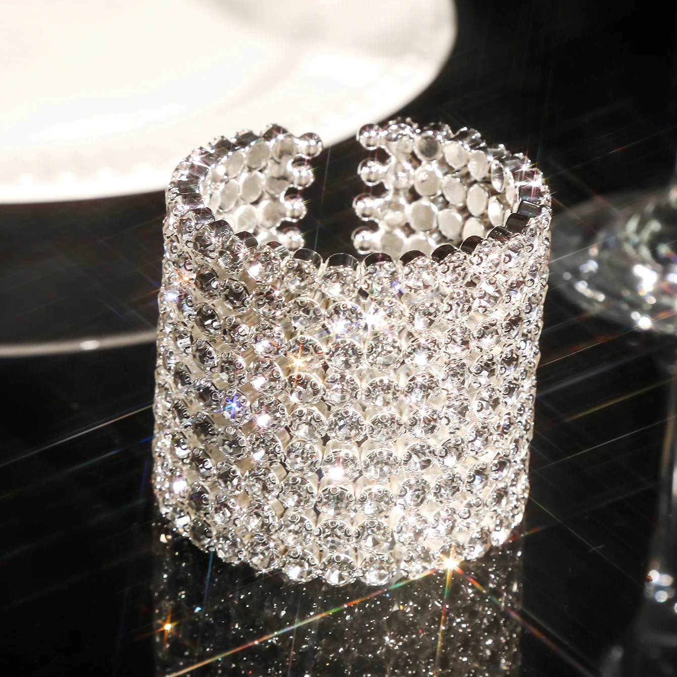 Sparkle Multicolor Rhinestone Stackable Stretch Bracelets for Women Bridal Sparkly Wedding Strand Tennis Bracelet Set