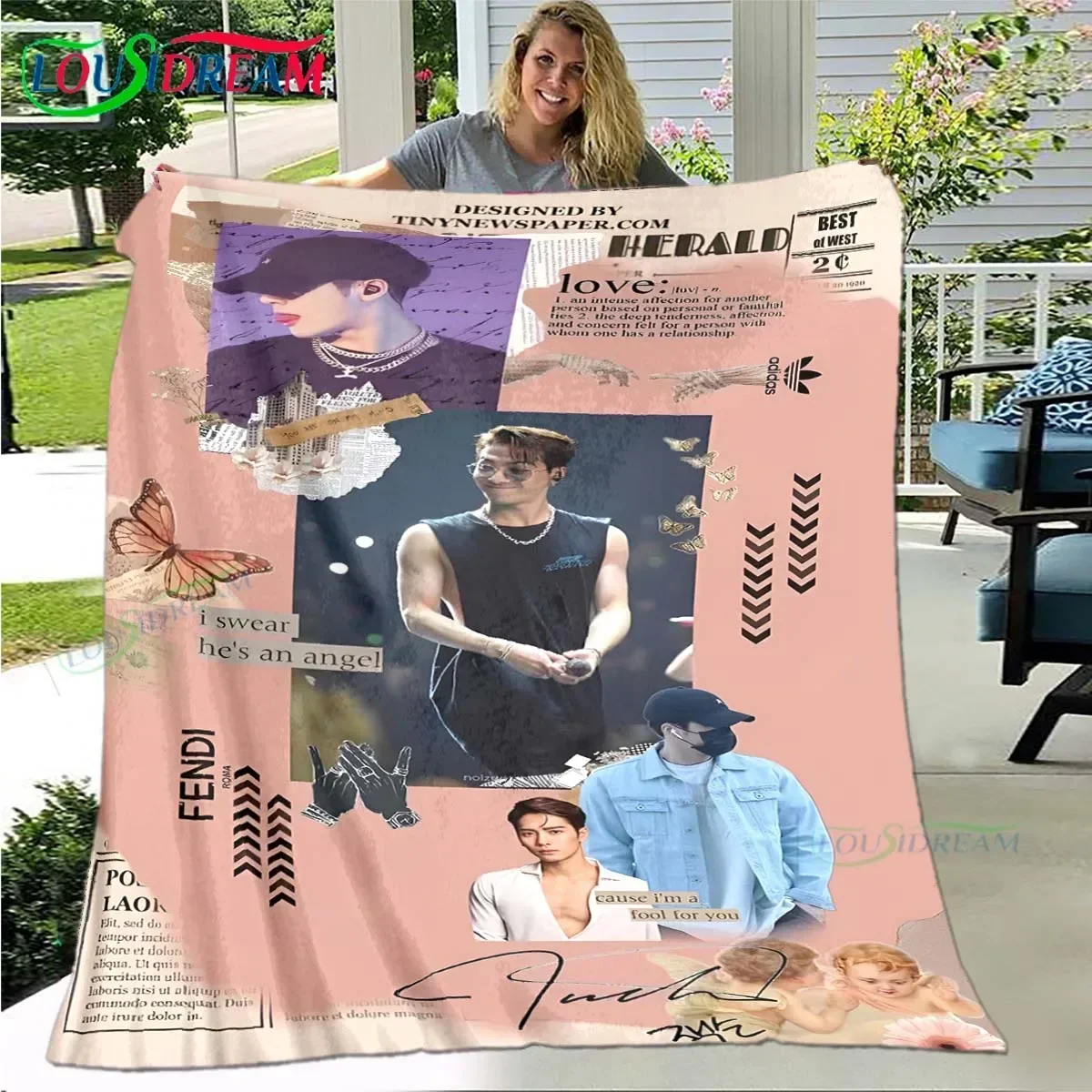 

Pop Singer Jackson Wang Blanket,Flannel Throw Blanket for Home Bedroom Bed Sofa Picnic Office Hiking Leisure Nap Birthday Gift