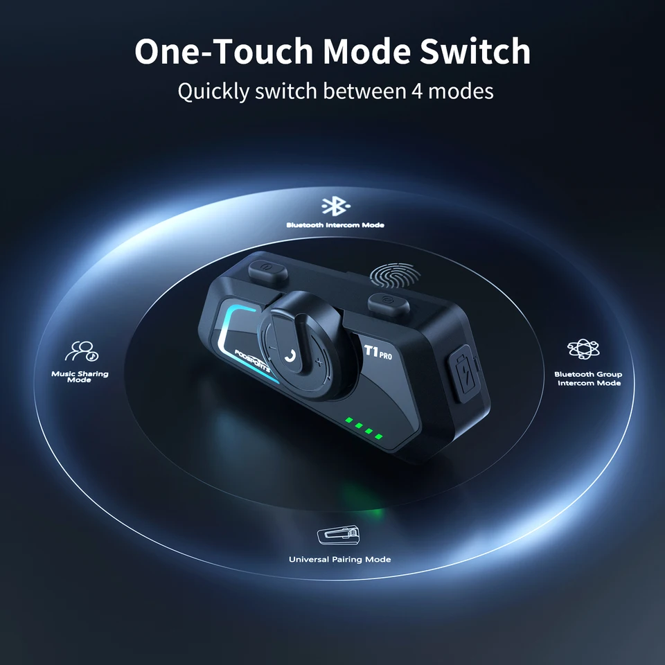 Fodsports T1 Pro オートバイインターホン Bluetooth ヘルメットヘッド