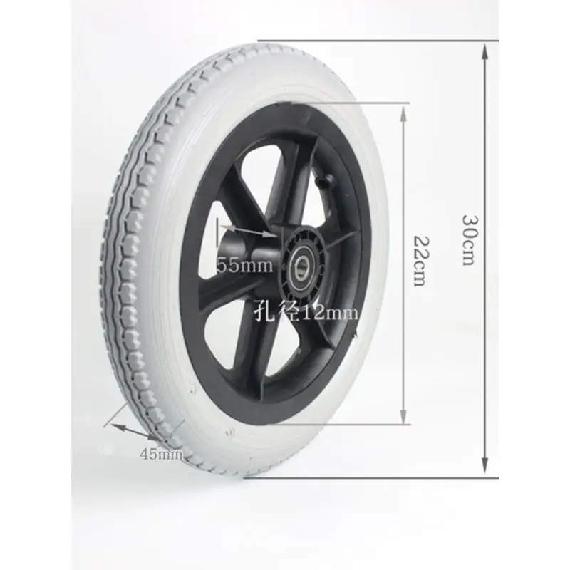 1Pcs 12 Inch Polyurethane Solid Wheelchair Tire - 30mm Wide Non-pneumatic Replacement Wheel