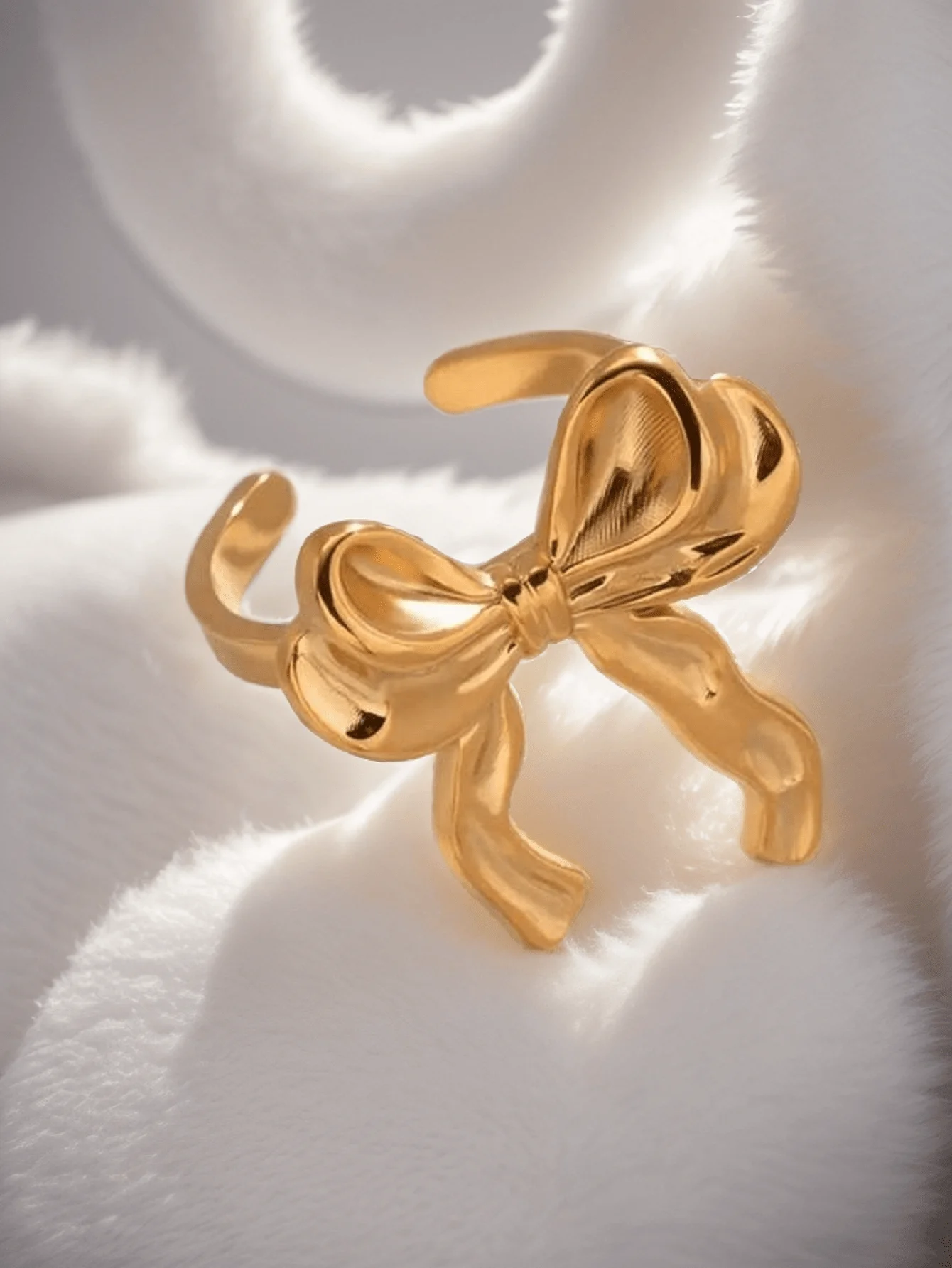 

Lightweight Bowknot Ribbon Style Adjustable Open Ring For Women Valentine Gift