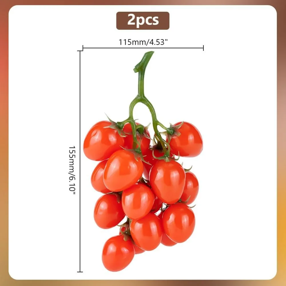 2 Pack Artificial Cherry Tomatoes Artificial Fruit Lifelike Simulation Tomato Artificial Red Tomatoes Decoration Faux Fruit